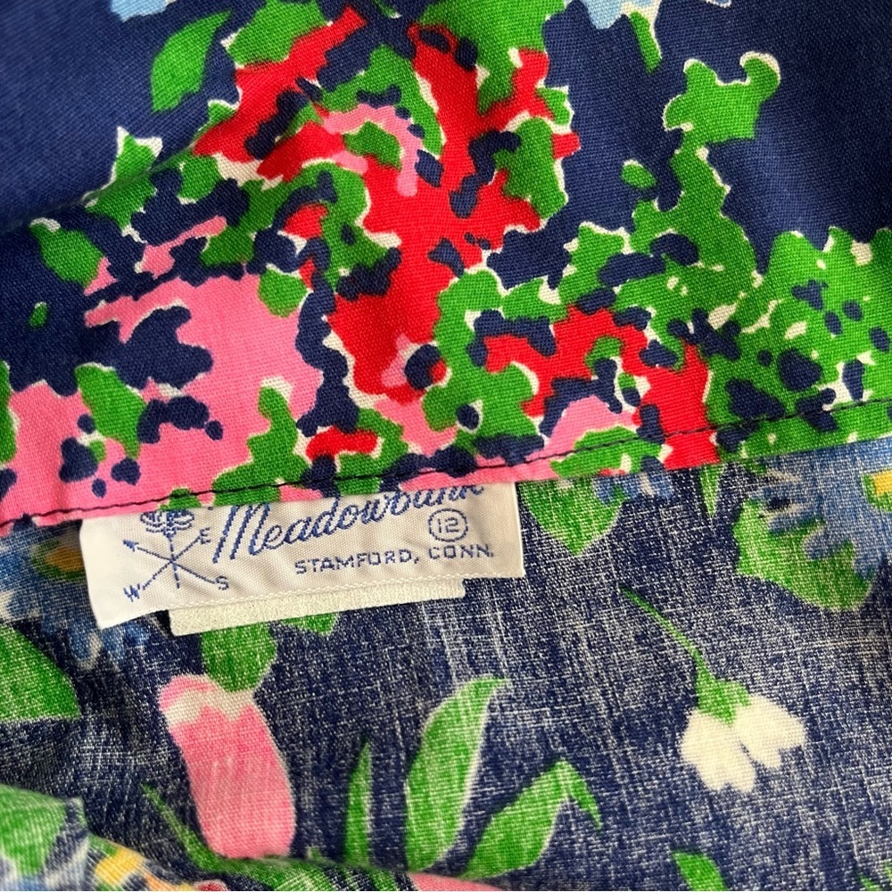 Vintage Meadowbank Blue Yellow Floral Summer Garden Dress - Picture 7 of 12